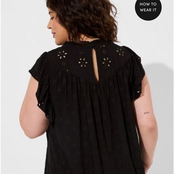 Torrid Eyelet Ruffle Sleeves Top - Picture 3 of 11